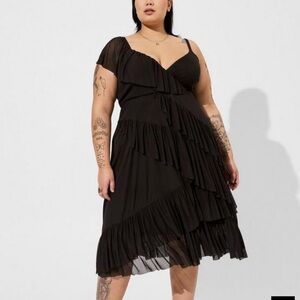 Torrid Midi Mesh Ruffle Dress